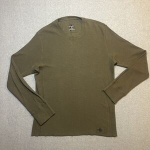 Y2K Express Men's Olive Waffle-Knit Cotton Pullover Sweater XL Long Sleeve